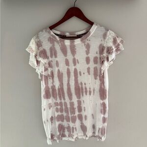 Knox Rose Mauve Tie-Dye Ruffle Sleeve Top